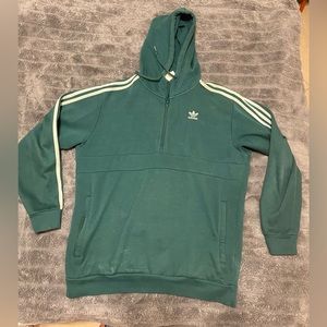 Adidas Half Zip 1/2 Green Hoodie Size Medium M Worn